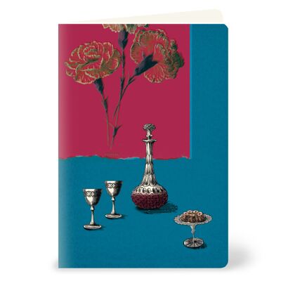 Greeting card with vintage carafe and glasses - for everyone who loves wine and good food