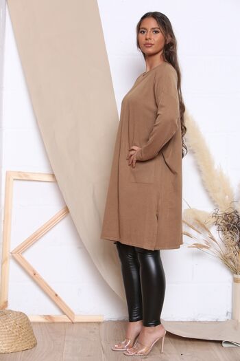 ROBE PULL COMFY FIT Camel AVEC POCHES AVANT 2