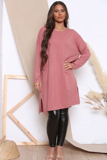 ROBE PULL COMFY FIT rose AVEC POCHES DEVANT 1