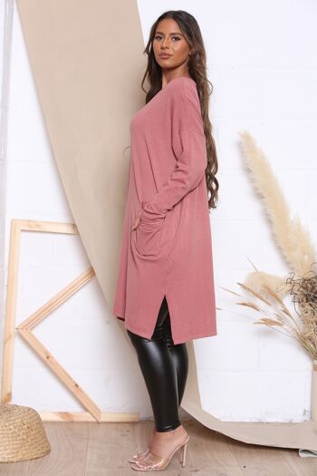 ROBE PULL COMFY FIT rose AVEC POCHES DEVANT 2
