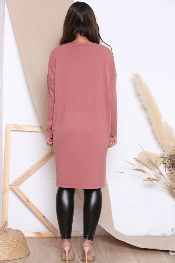 ROBE PULL COMFY FIT rose AVEC POCHES DEVANT 3