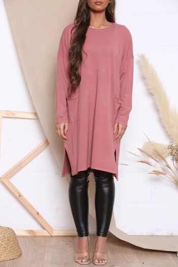 ROBE PULL COMFY FIT rose AVEC POCHES DEVANT 4