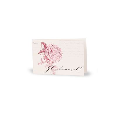 Tarjeta de regalo "¡Felicitaciones!" con rosa vintage