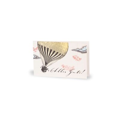 Gift card "All the best!" with vintage balloon