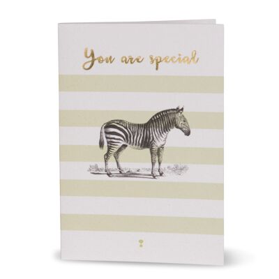 Greeting card "You are special" with zebra