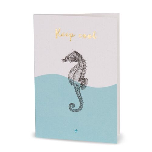 Grußkarte "Keep cool" mit Seepferdchen
