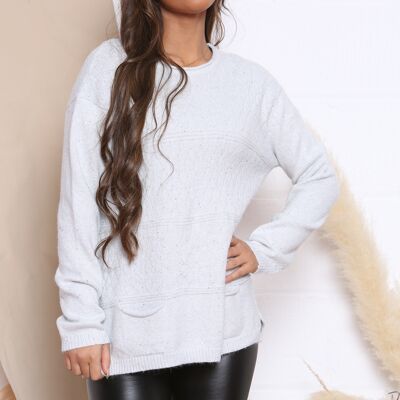 Weiß Glitzernder Pullover