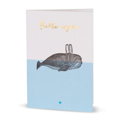 Greeting card "Hello again" with whale