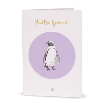 Grußkarte "Hello friend" mit Pinguin