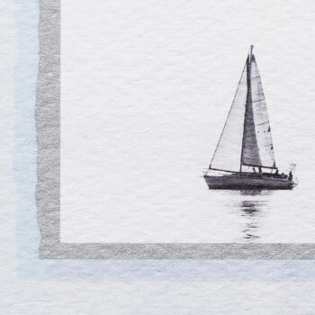 Carte de deuil "Si loin de l'œil - si proche du cœur pour toujours" avec bateau. Dans des couleurs claires et de bon goût. 2