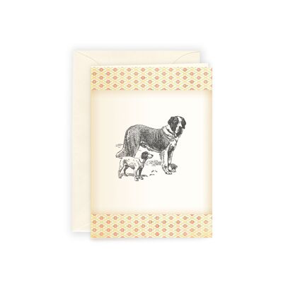 Greeting card with Fox Terrier & St. Bernard. The motif comes from my antiquarian fund and was combined with vintage papers.