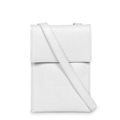 Mini Leandra women's white leather crossbody bag