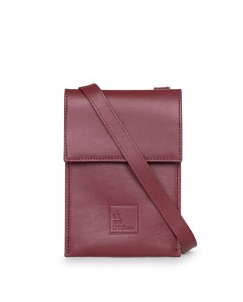 Sac bandoulière femme Mini Leandra en cuir bordeaux 1