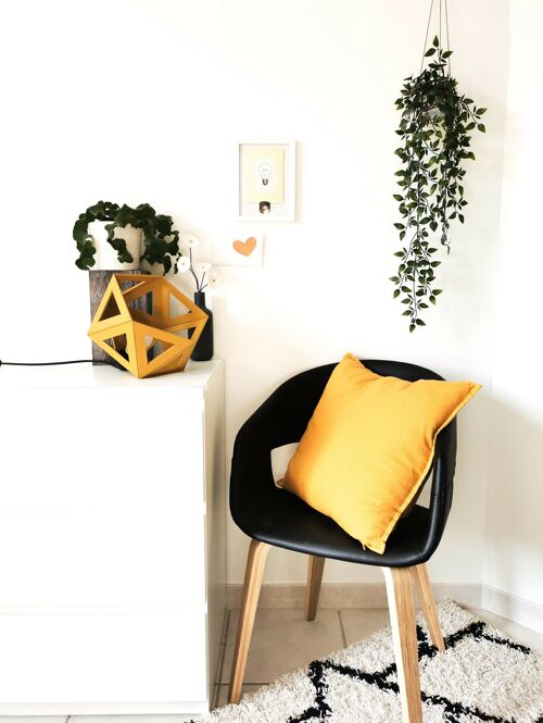 Grande lampe origami jaune moutarde