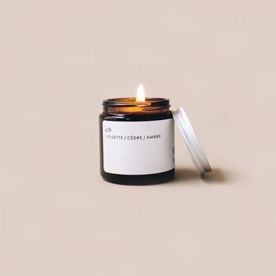 Small hazelnut, cedar and amber scented candle