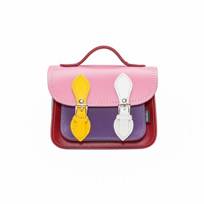 Micro Satchel caleidoscopio luminoso in pelle fatta a mano