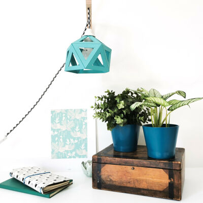 Mint blue origami wall light