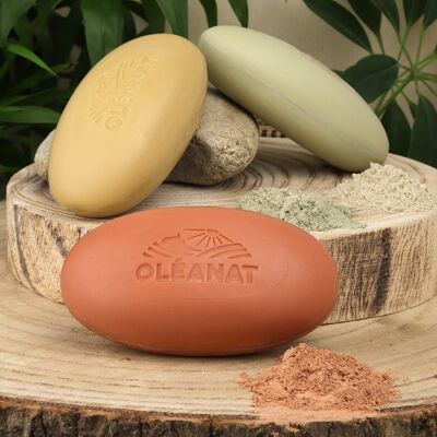 Trio organic soaps with 3 clays - 3x150g - OLEANAT