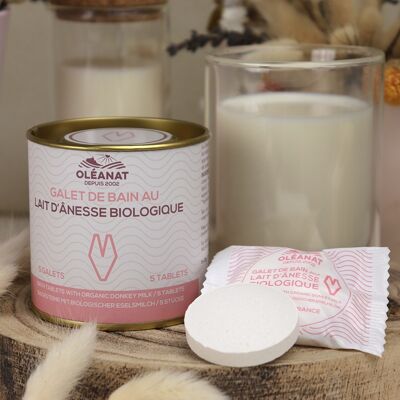 Boite de galets de bain au lait d'ânesse bio - 5 x 25g - OLEANAT