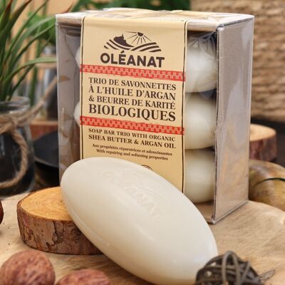 Trio soaps with argan oil and organic shea butter - 3 x 150g - OLEANAT