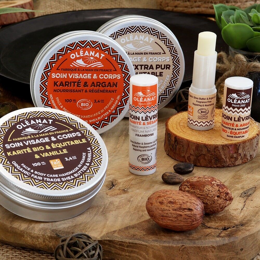 Cuidado labial reparador y nutritivo manteca de karité y sésamo fragancia natural frambuesa orgánica - 4,5g - OLEANAT NaN