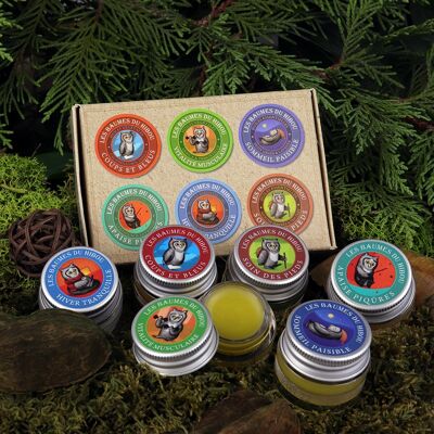 Travel kit of 6 organic balms of 7ml - LES BAUMES DU HIBOU