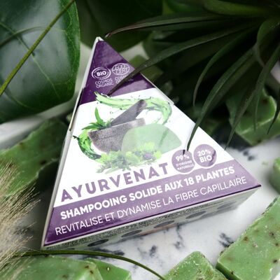 Shampoo solido con 18 piante biologiche Biocosmos - 50g - AYURVENAT