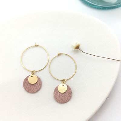 Nina hoops - round in powder pink leather