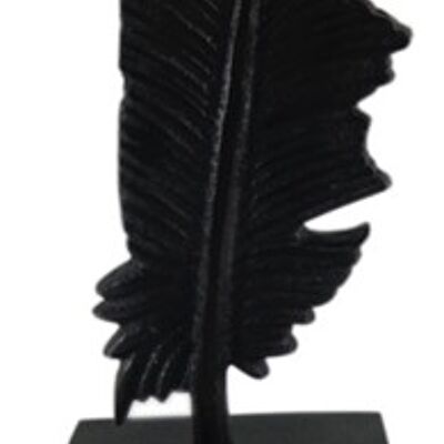 Plume sur pied S - Métal - Décoration - Noir Antique - Hauteur 21cm