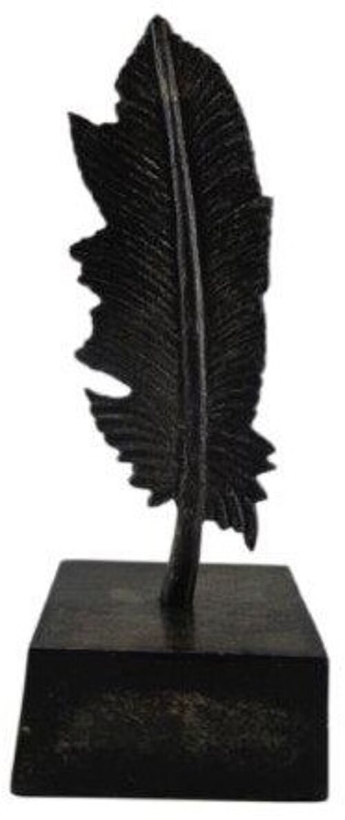 Feather on stand S - Metal - Decoration - Silver Antique - 21cm height