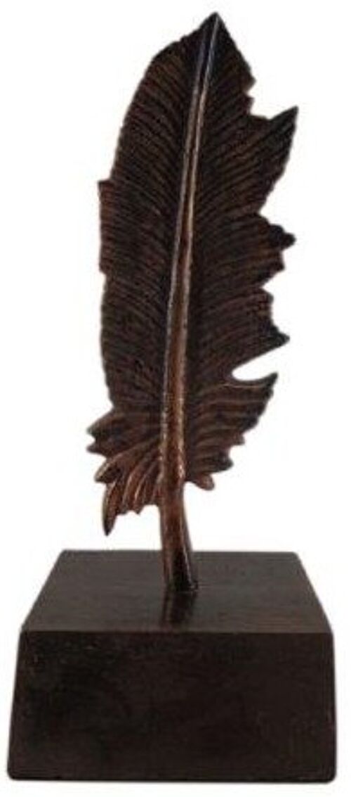 Feather on stand S - Metal - Decoration - Vintage Copper - 21cm height