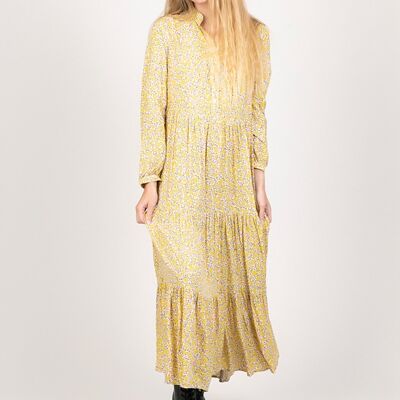 Loose Fit Ruched Printed Shirt-Style Maxi Dress