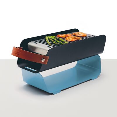 UNA Portable Table-top Charcoal Grill - Pastel Blue