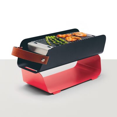 UNA Portable Table-top Charcoal Grill - Strawberry Red