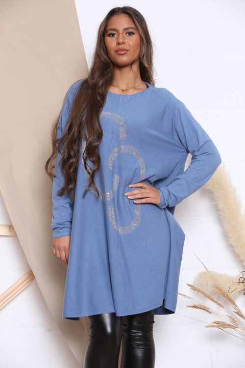 Blue JUMPER DRESS WITH SPARKLE DESIGN