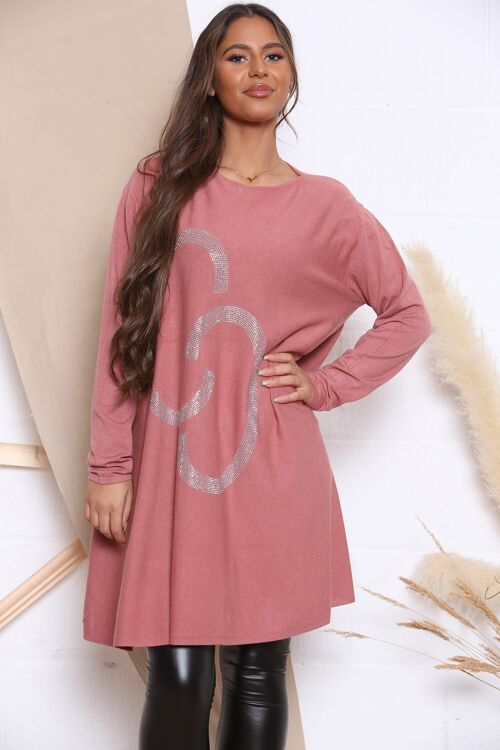 Pink JUMPER DRESS WITH SPARKLE DESIGN