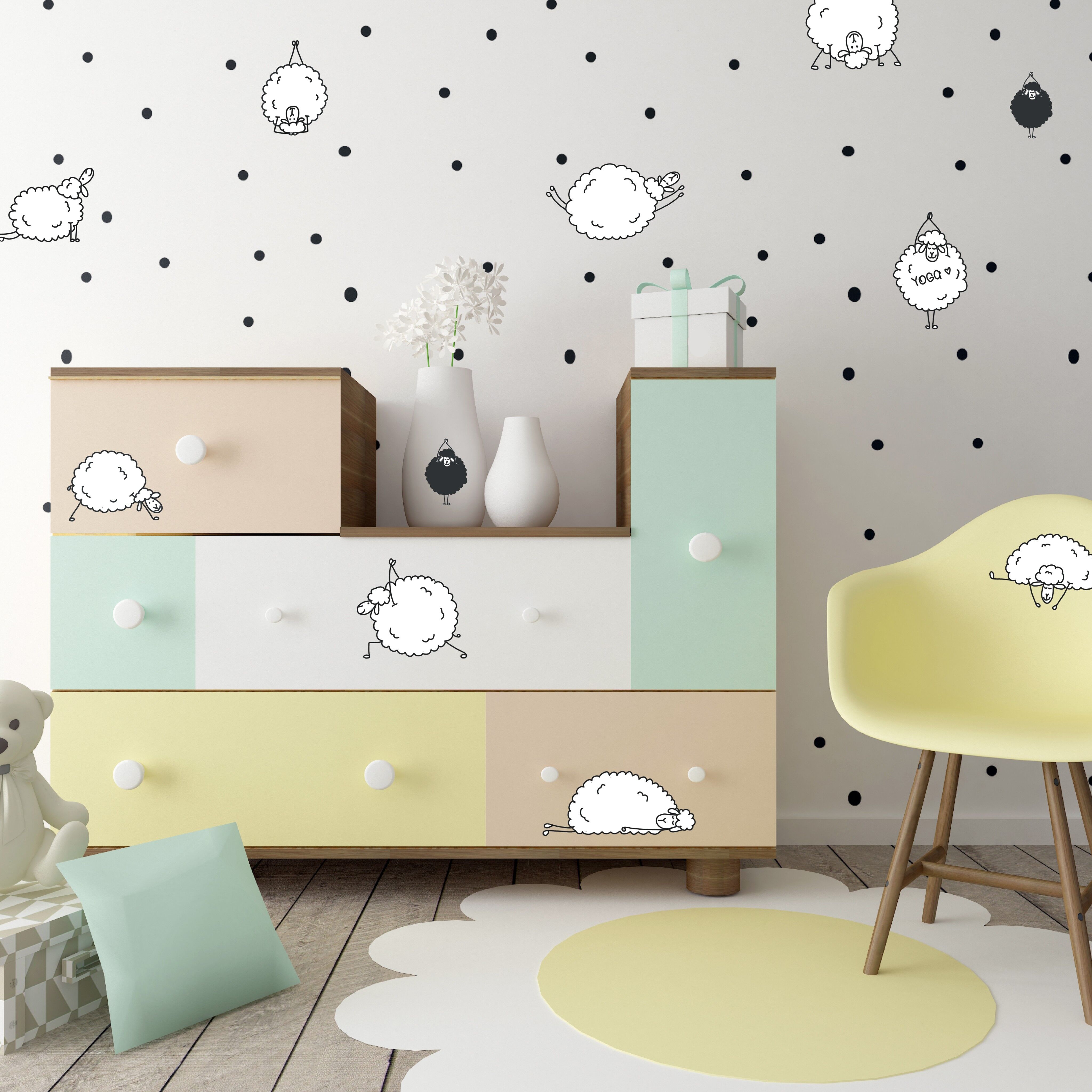 Transfer decorativo OVEJAS Y YOGAS