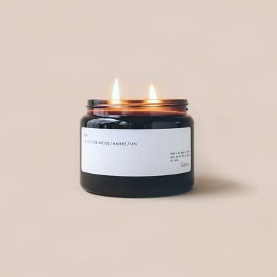 Scented candle edelweiss flower, amber and large linen