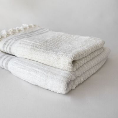 Ribbed Bath Towel- White
