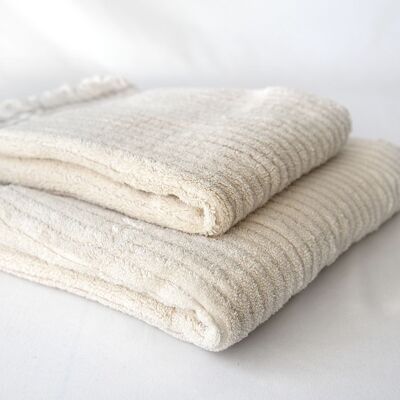 Ribbed Bath Towel- Ecru