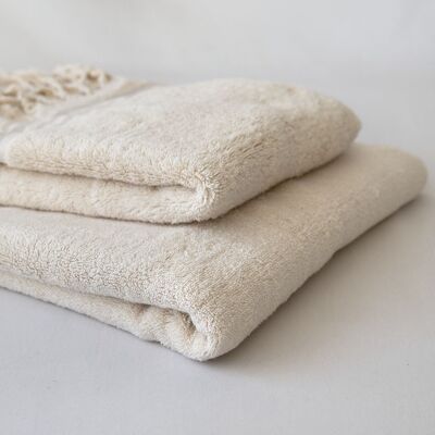 Plush Hand towel/ Bath mat-Ecru