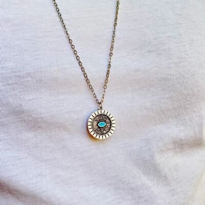 Mens Round Evil Eye Necklace