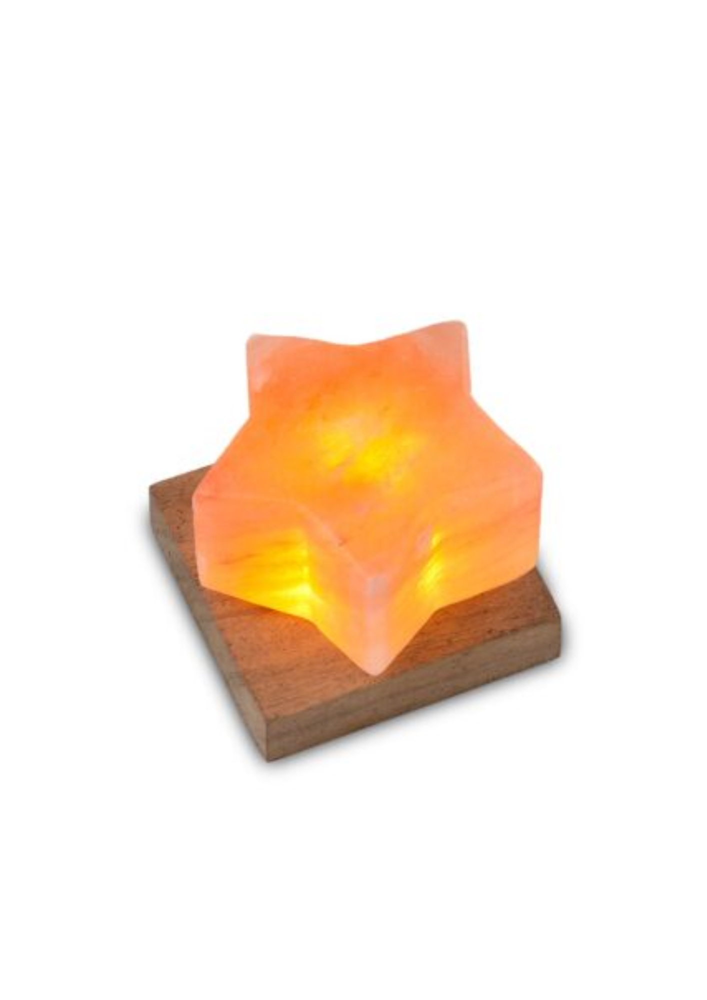 Himalaya Salt Dreams, Salt Lamp with LED Lighting on Wooden Base, Star, Orange, 51180, 9x9x6cm