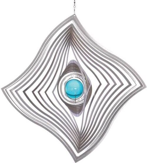 Wind spinner - BlinQ Art - Stainless steel - Flag - 735439, 185 X 185 Mm - Glass ball 35 mm