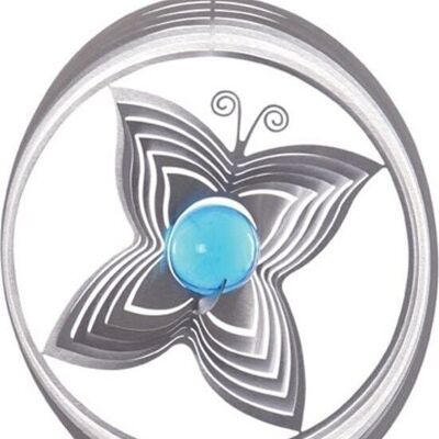 Windspinner Blinq Art RVS Vlinder, 735481 - 200 Mm Rond - Glaskogel 35 Mm