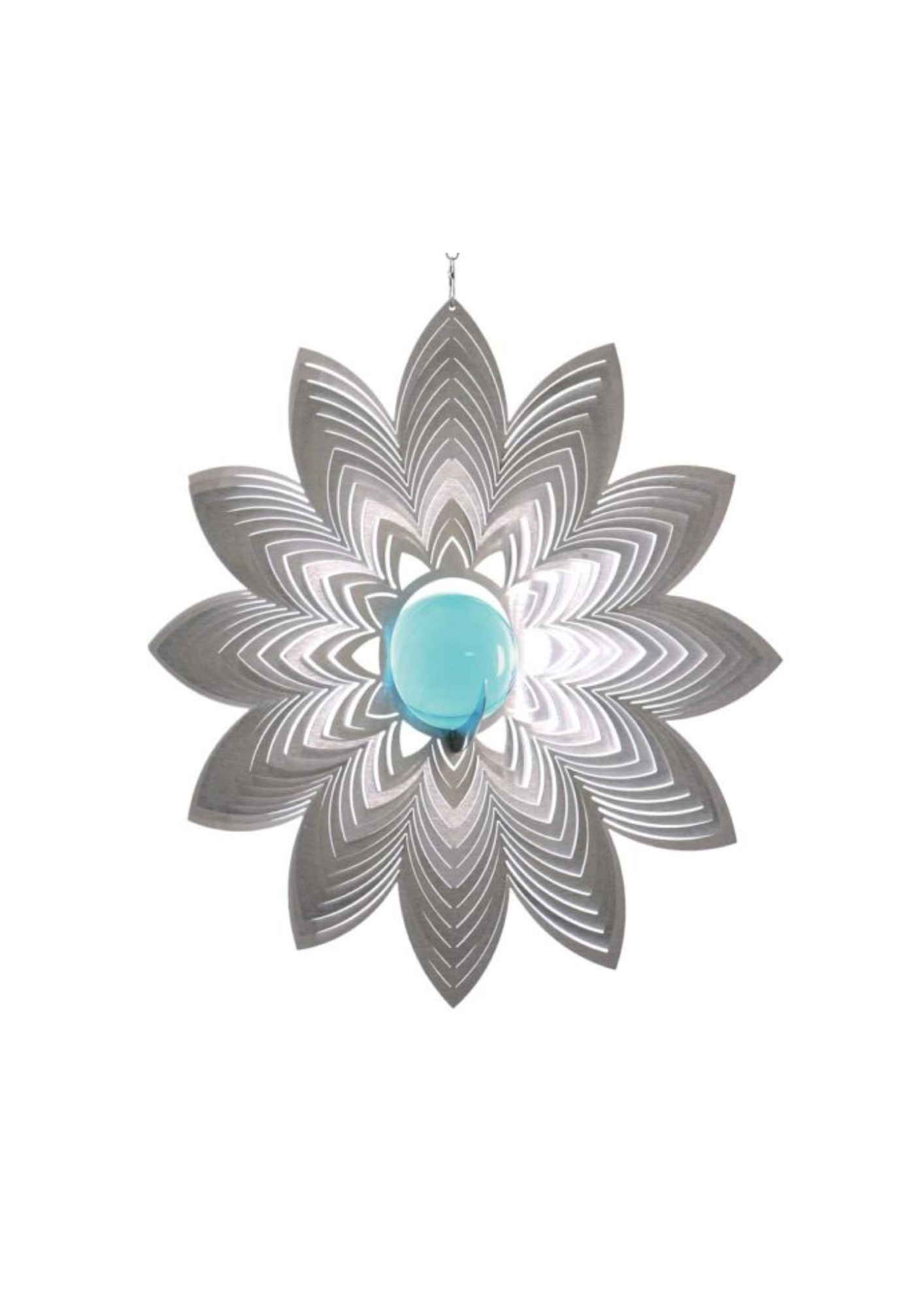 Blinq Art Wind Spinner Flower Stainless Steel - 174 mm Round-735484- - Glass Ball 35 mm