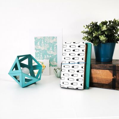 Petite lampe origami bleu menthe