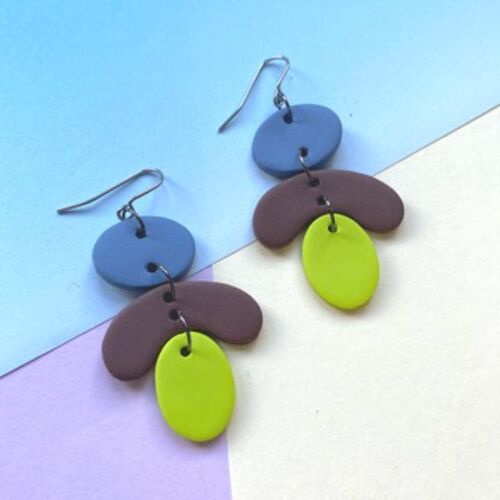 Petals Earrings   green brown blue