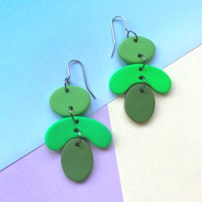 Petals Earrings   bright greens