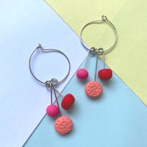 Lollipop Drop Hoop earrings Summer Pinks Lollipop